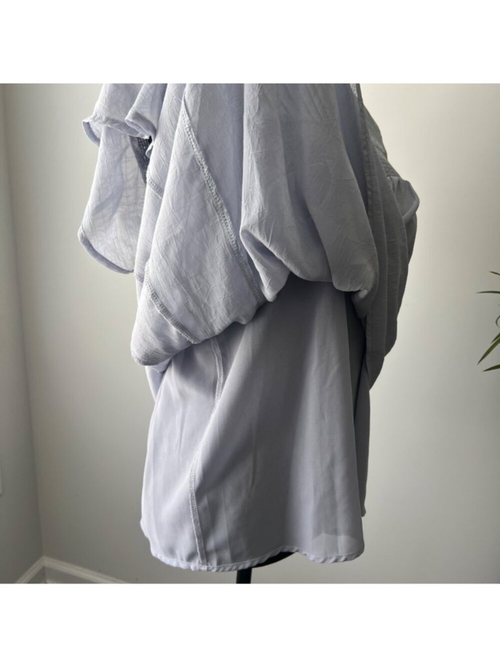 Entro Light Blue Smocked Flutter-Sleeve Blouse - Size M - Picture 6 of 11
